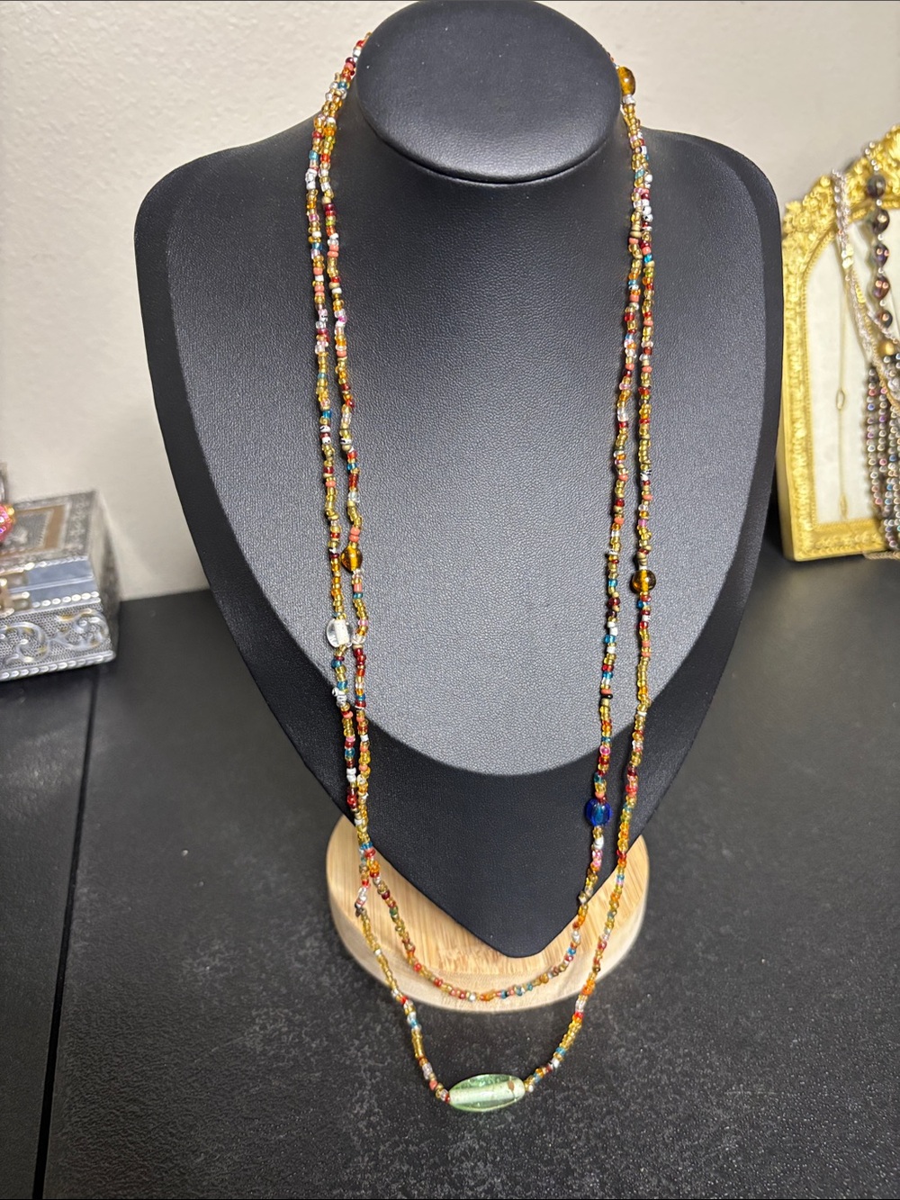 Vintage Multi-Color Glass Beaded Long Necklace